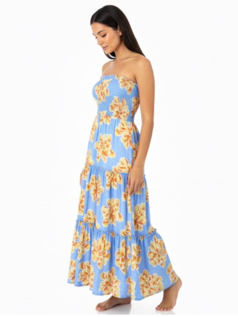 Abel The Label Anthropologie Strapless Periwinkle Maxi Dress